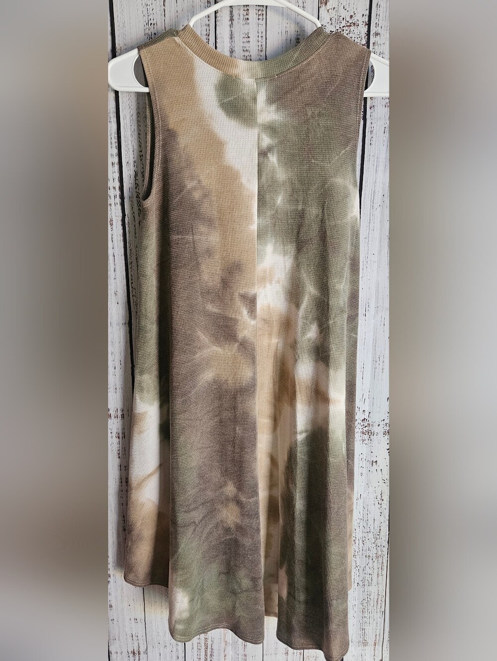 Chris & Carol Olive and Tan Tie-Dye Sleeveless Swing Dress - Picture 3 of 7